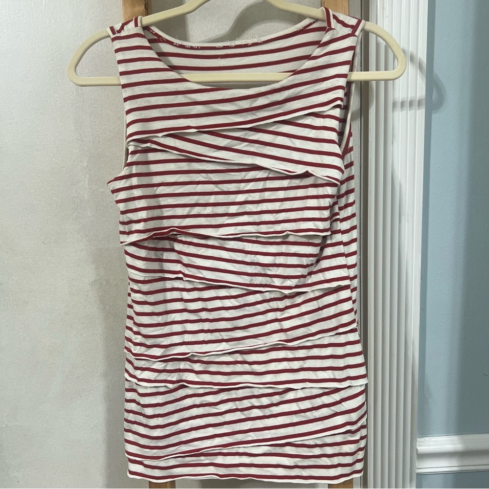 Red and White Striped Sleeveless Top